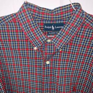 Ralph Lauren Red, Blue & Green Plaid Button-Down Shirt